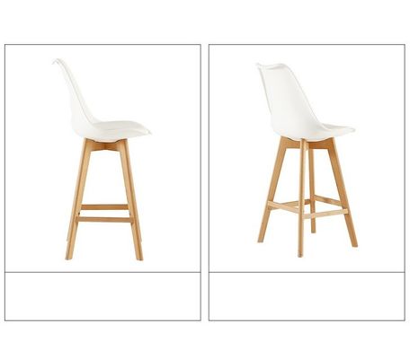 Mobiliário de bar de café Cadeira alta Banquinho de bar de madeira maciça com função de couro estilo japonês
