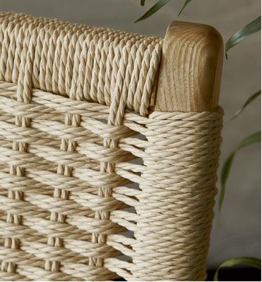 Cadeiras dobráveis de pátio de madeira de estilo de lazer para o exterior e sala de estar com artesanato tecido de rotão natural