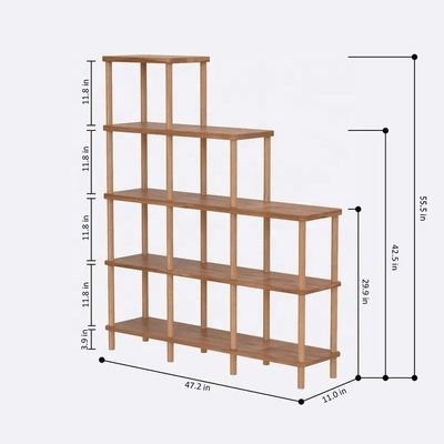 Sala de estar Estante de livros de madeira maciça Madeira de faiança Estante de livros de madeira minimalista com prateleiras dobráveis