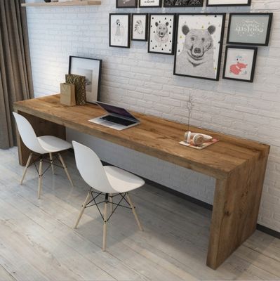 Escritório de computador e mesa de conferências de madeira maciça de design moderno para trabalho colaborativo