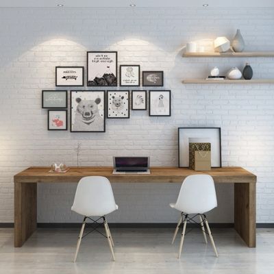 Escritório de computador e mesa de conferências de madeira maciça de design moderno para trabalho colaborativo