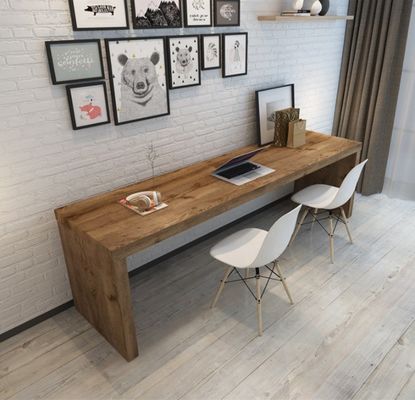 Escritório de computador e mesa de conferências de madeira maciça de design moderno para trabalho colaborativo
