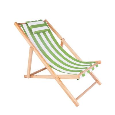 Mobiliário de exterior de design moderno de altura ajustável cadeira de praia de madeira dobrável com almofada em várias cores