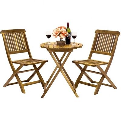 3 peças Dobragem Bistro Acacia Madeira Conjunto perfeito para jantar e entretenimento ao ar livre