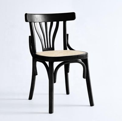 Madeira maciça empilhável de design nórdico assento de rotão cadeira de jantar
