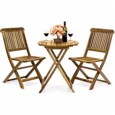 3 peças Dobragem Bistro Acacia Madeira Conjunto perfeito para jantar e entretenimento ao ar livre