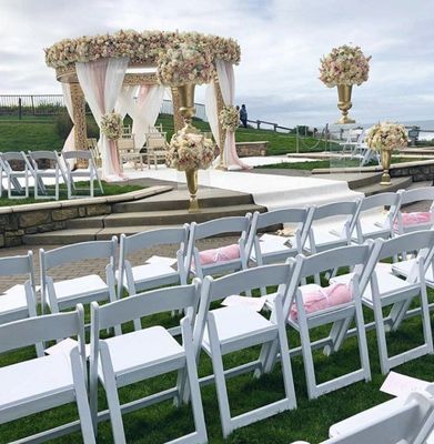 Home Office Cadeira dobrável portátil empilhável para eventos de casamento Material de madeira PP