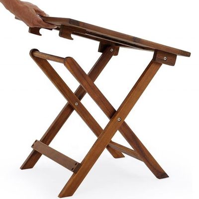 Pequena mesa de jardim dobrável Patio lateral Café ao ar livre Bebidas chá madeira de teca Mesa de piquenique