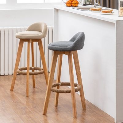 Mobiliário comercial Tabuleiro de bar moderno com estrutura de madeira maciça e assento de tecido