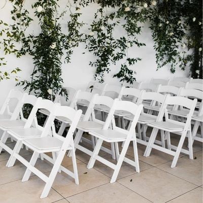 Usos de Eventos de Hotel Cadeiras dobráveis de madeira para casamento Cores populares Branco Hotel Banquete Jantar