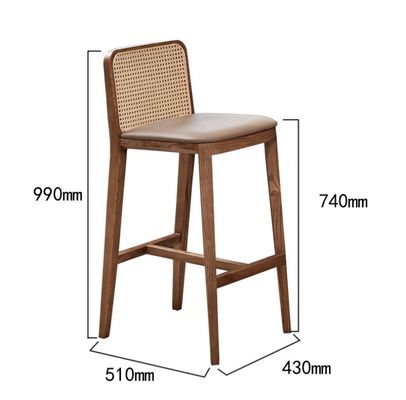 PU/Fabric Esfonge Seat Nordic Tapete Bar Stool Cadeira de madeira Cadeira de Rattan para Bar Moderno