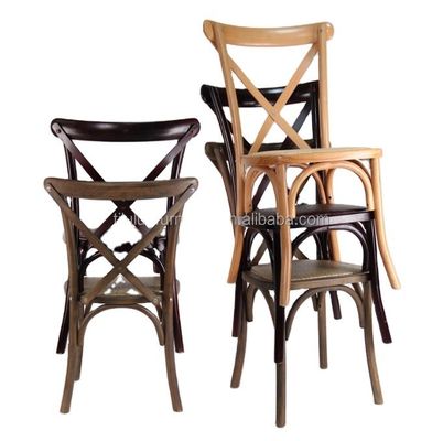 Modern Style D50*W42*H89CM Solid Wood X Cross Back Chair com almofada de Rattan para recepção de casamento ao ar livre