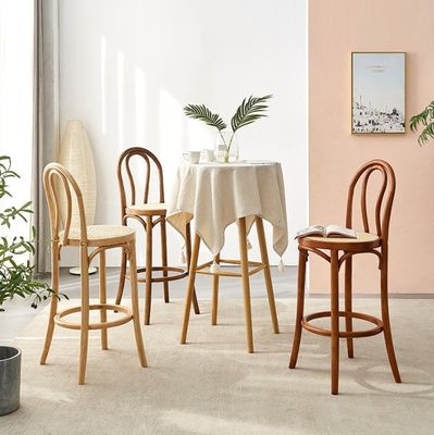 Quadro de madeira dobrada estilo moderno banco de bar nórdico cadeira de rotão para restaurante