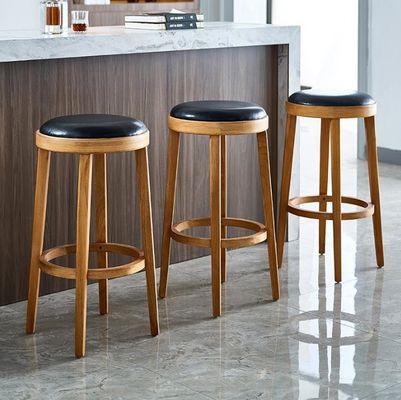 Cadeira de bar específica mais recente de design madeira moderna estofada cadeiras redondas altas para design clássico