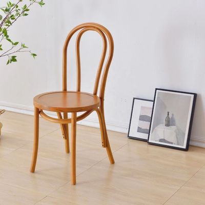Madeira maciça retro curvo encosto de volta assento de rotão cadeira de jantar em preto/branco/nozes/cores claras de nozes para móveis domésticos