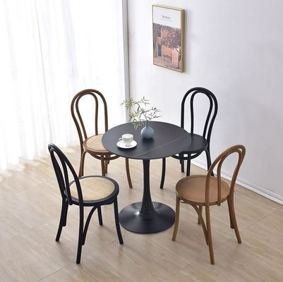 Madeira maciça retro curvo encosto de volta assento de rotão cadeira de jantar em preto/branco/nozes/cores claras de nozes para móveis domésticos