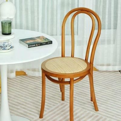 Madeira maciça retro curvo encosto de volta assento de rotão cadeira de jantar em preto/branco/nozes/cores claras de nozes para móveis domésticos