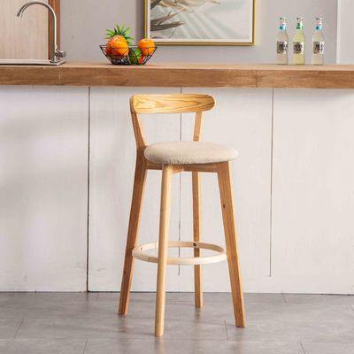 Moderno Design Alto Madeira Mini Bar Stool em Direto com PU / Fabric Seat