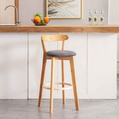Moderno Design Alto Madeira Mini Bar Stool em Direto com PU / Fabric Seat