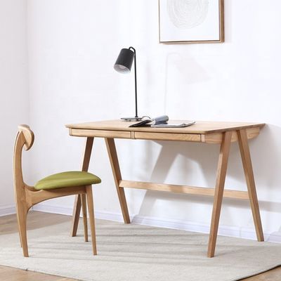Escritório de estudo escandinavo moderno de gaveta dupla em cor natural ou escura de nozes para móveis de sala de jantar
