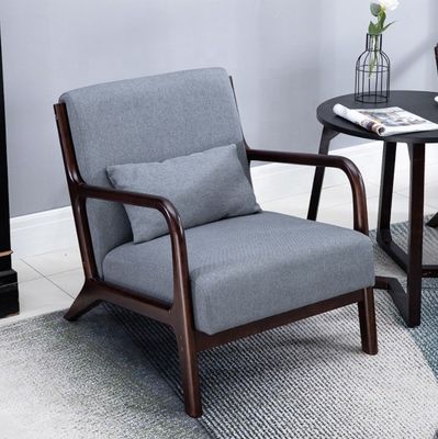 Embalagem de correio Quadro de madeira maciça Conforto assento de tecido Sofá solitário preguiçoso Cadeira para noites confortáveis