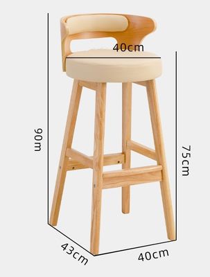 Nordic Modern Simple Wood Bar High Chair Banquinho de madeira natural sólida dentro de instalações de lazer e banquinho alto