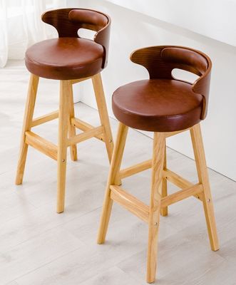 Nordic Modern Simple Wood Bar High Chair Banquinho de madeira natural sólida dentro de instalações de lazer e banquinho alto