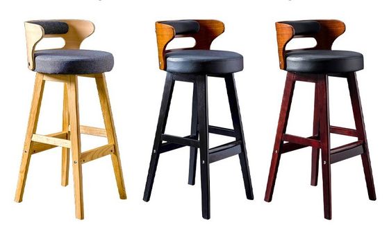 Nordic Modern Simple Wood Bar High Chair Banquinho de madeira natural sólida dentro de instalações de lazer e banquinho alto