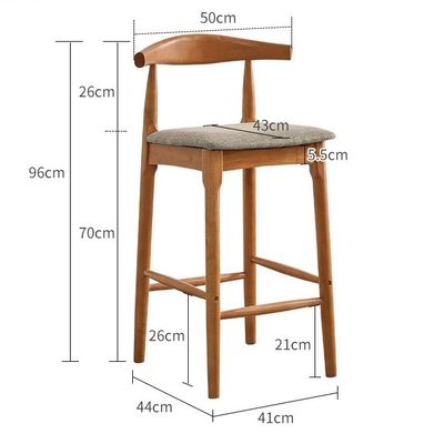 Cadeira alta de madeira maciça para café W41*D44*96CM Mobiliário comercial