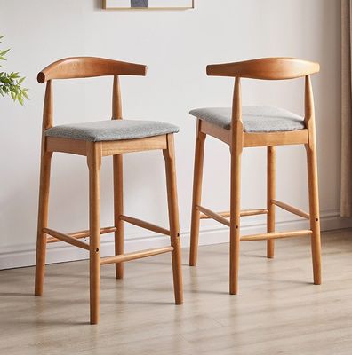 Cadeira alta de madeira maciça para café W41*D44*96CM Mobiliário comercial