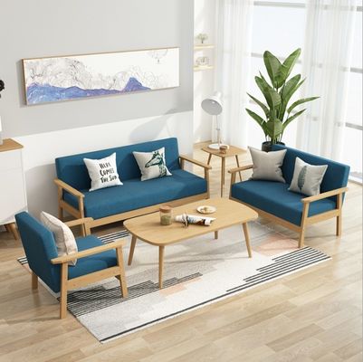 Sofá de madeira estofado moderno mobiliário para sala de estar em 64/113/157cm*59cm*71/101/146cm