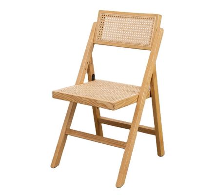 Restaurante Hotel Nordic Modern Natural Rattan Foldable Solid Wood Cadeira de Jantar para Mobiliário de Sala de Jantar