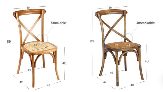 Cadeiras cruzadas de madeira maciça com acabamento de nitrolacque e design moderno empilhado W50*D44*H89CM