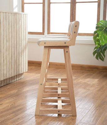 Cor Natural Desmontável Vintage Tapeteado Barstool de Madeira Sólida para Pub
