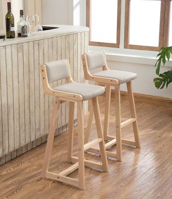 Cor Natural Desmontável Vintage Tapeteado Barstool de Madeira Sólida para Pub
