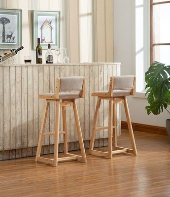 Cor Natural Desmontável Vintage Tapeteado Barstool de Madeira Sólida para Pub