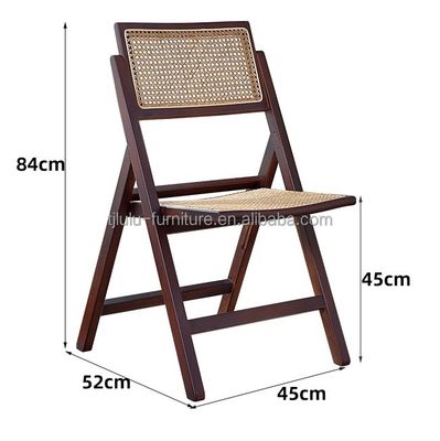 Embalagem de correio Cadeira de jantar dobrável de rotão de madeira maciça para decoração de restaurantes nórdicos