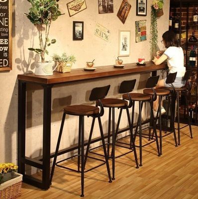 Casa Bar Rustico Quadro Metálico Mesas de Jantar Alta Rectangular Madeira Cozinha Mesa de Bar Banquinha