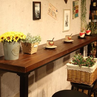 Casa Bar Rustico Quadro Metálico Mesas de Jantar Alta Rectangular Madeira Cozinha Mesa de Bar Banquinha