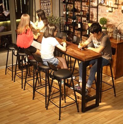 Casa Bar Rustico Quadro Metálico Mesas de Jantar Alta Rectangular Madeira Cozinha Mesa de Bar Banquinha