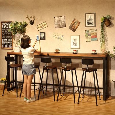 Casa Bar Rustico Quadro Metálico Mesas de Jantar Alta Rectangular Madeira Cozinha Mesa de Bar Banquinha
