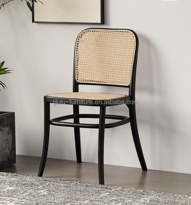 Mobiliário de Sala de Jantar Encosto de Rattan de Madeira Cadeira de Rattan de lazer para jardim moderno de interior nórdico Mobiliário de restaurante de café