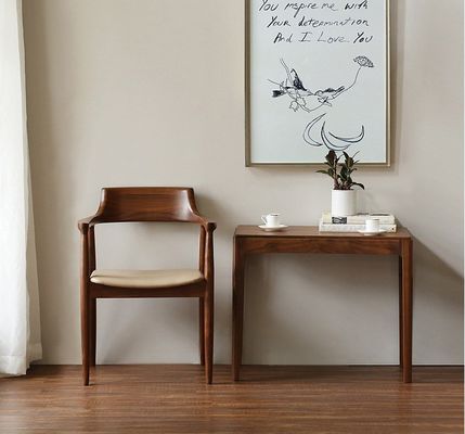 Sala de jantar e sala de estar contemporânea cor de nozes Bracelet de madeira cadeira de jantar com assento de couro de tecido
