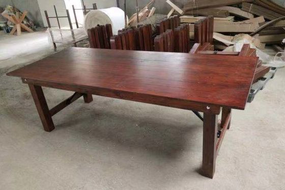 Embalagem de correio Y Mesa dobrável de madeira para alugar em casamentos e festas