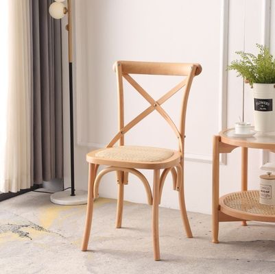 Solid Wooden Cross Back Wedding Chaise de madeira para eventos com desenhos personalizados