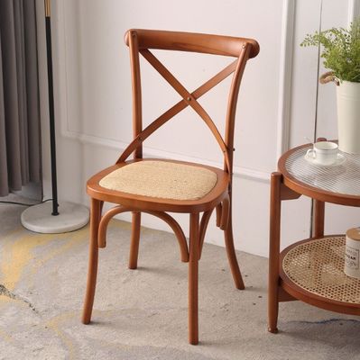 Solid Wooden Cross Back Wedding Chaise de madeira para eventos com desenhos personalizados
