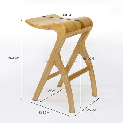 Desenhos personalizados Vintage Solid Wood Bar Stool W35*D43.5*66.5CM para sala de estar alta Cadeira de jantar de madeira