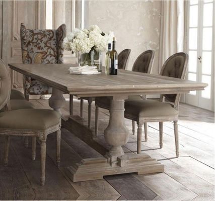 120cm*60cm*75cm Vintage Centro Rural Mesa de jantar com madeira de pinho curvado