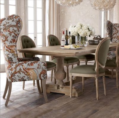 120cm*60cm*75cm Vintage Centro Rural Mesa de jantar com madeira de pinho curvado