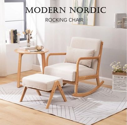 Cadeira de sala de estar fornecimento direto estilo nórdico europeu cadeira de balanço de madeira maciça de madeira com especifica incluída